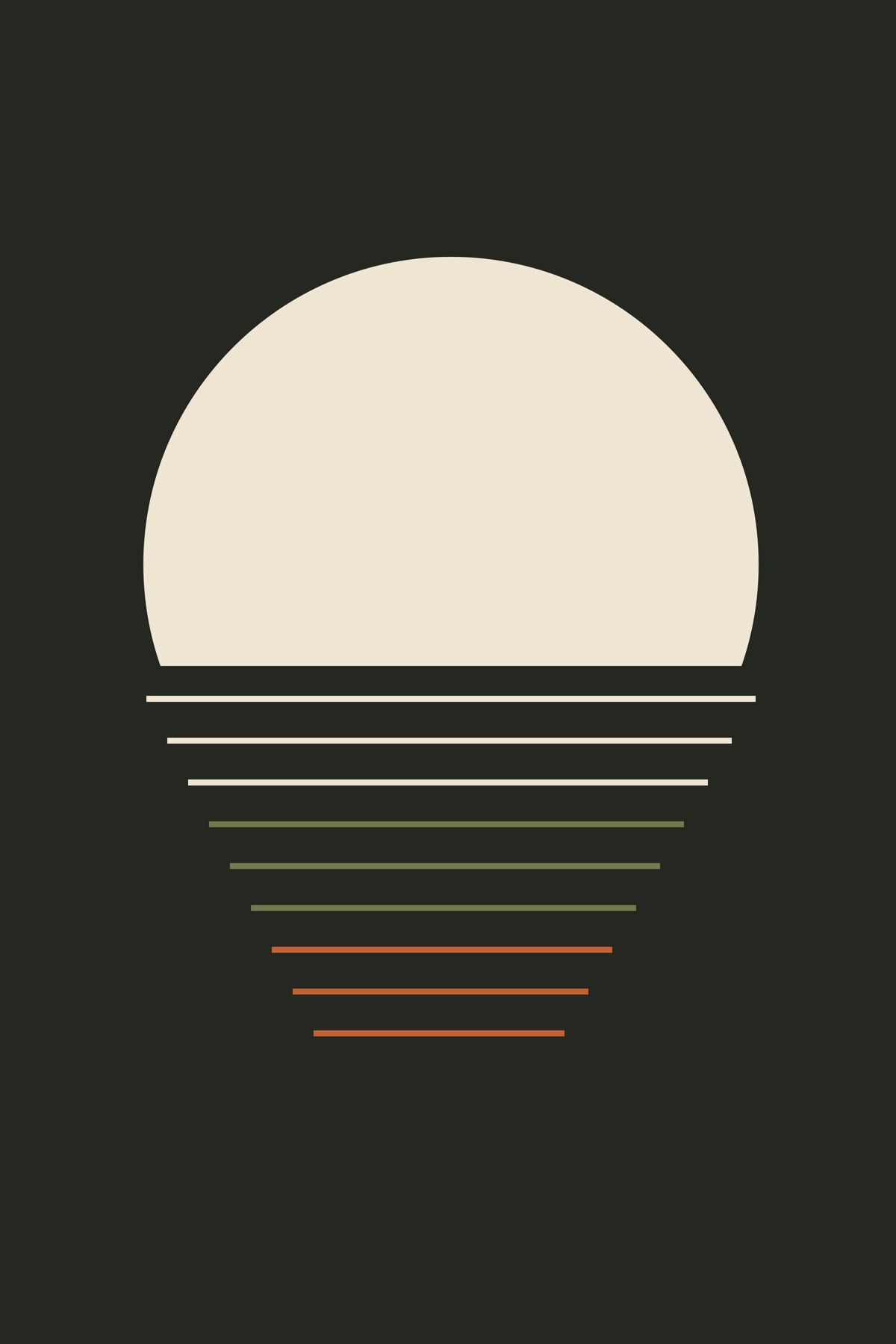 A pale disc settles into a series of diminishing reflections against near-black.